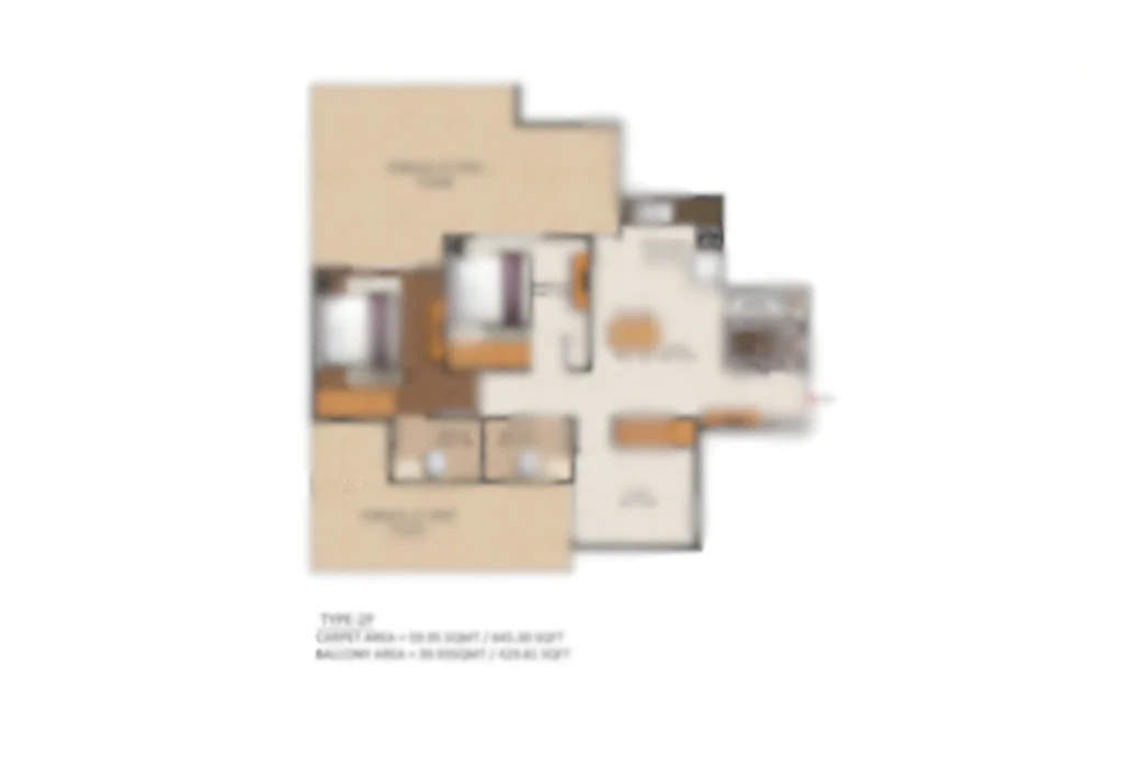 Ganga Realty 2BHK Floor Plan - Premium Layout